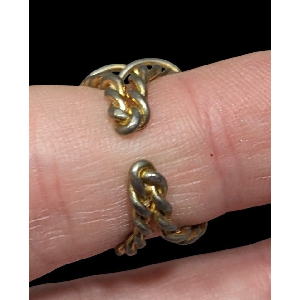 Vintage Fantasy Rose Floral Gold Tone Open Ring