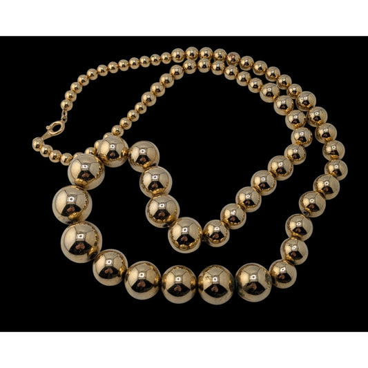 Vintage Glam Gold-Tone Graduated Bead Necklace On Gold Tone Chain Made In Korea