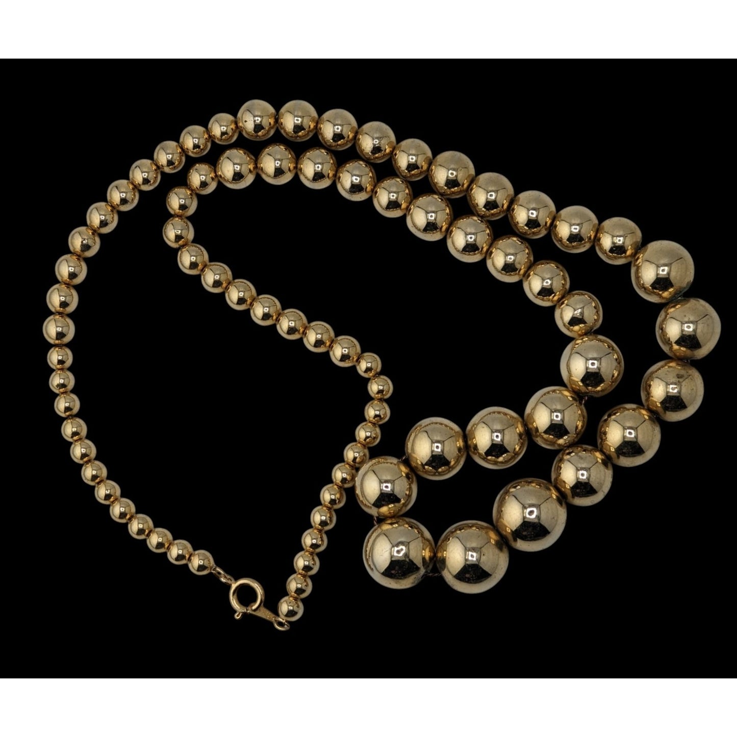 Vintage Glam Gold-Tone Graduated Bead Necklace On Gold Tone Chain Made In Korea