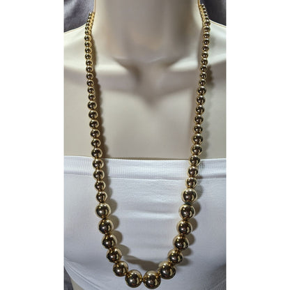 Vintage Glam Gold-Tone Graduated Bead Necklace On Gold Tone Chain Made In Korea