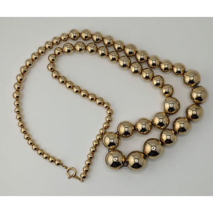 Vintage Glam Gold-Tone Graduated Bead Necklace On Gold Tone Chain Made In Korea