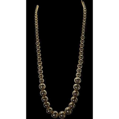 Vintage Glam Gold-Tone Graduated Bead Necklace On Gold Tone Chain Made In Korea