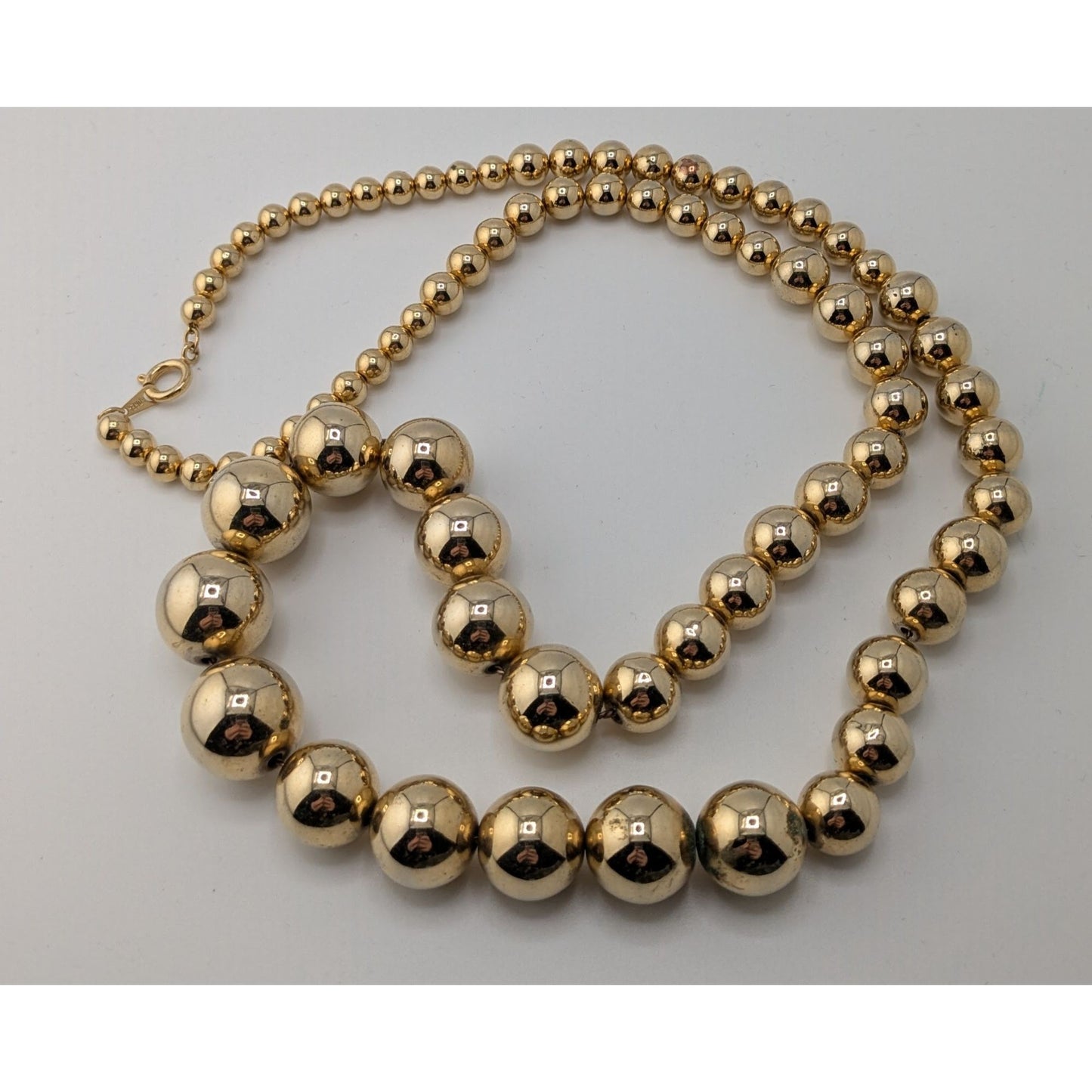 Vintage Glam Gold-Tone Graduated Bead Necklace On Gold Tone Chain Made In Korea