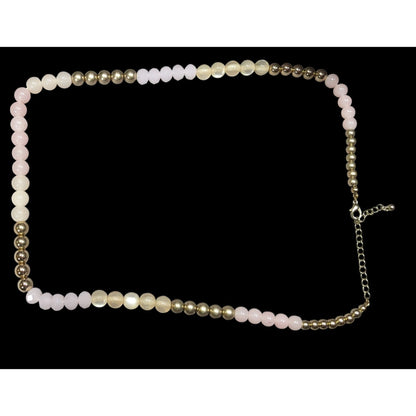 Coquette Retro Pink And Gold Tone Glass Plastic And Lucite Beaded Necklace