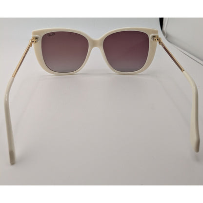 Quay Everafter Womens Cat Eye Sunglasses 65mm White Frame Gold Arms Gradient Lenses