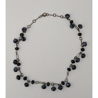 Handmade Glam Goth Black Beaded Necklace With Faceted Glass Beads