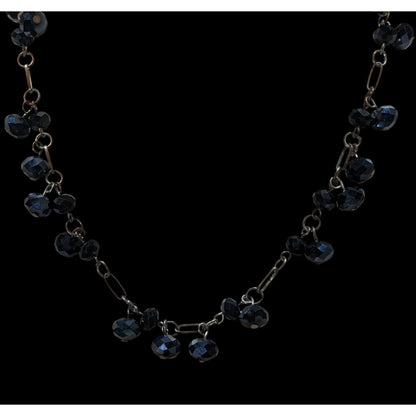 Handmade Glam Goth Black Beaded Necklace With Faceted Glass Beads