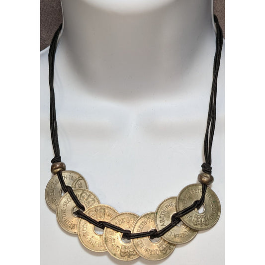 Vintage 1967 Queen Elizabeth II Figi Penny Necklace