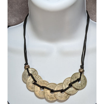 Vintage 1967 Queen Elizabeth II Figi Penny Necklace