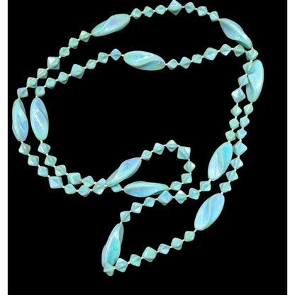 Mermaidcore Pearlescent Blue AB Beaded Necklace