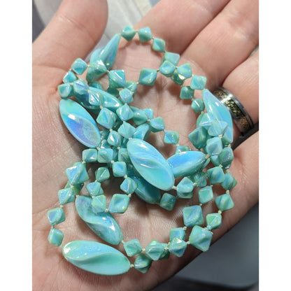 Mermaidcore Pearlescent Blue AB Beaded Necklace