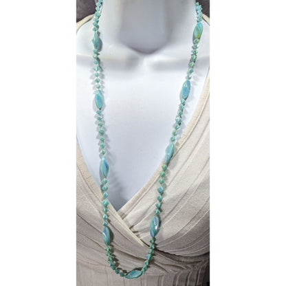 Mermaidcore Pearlescent Blue AB Beaded Necklace