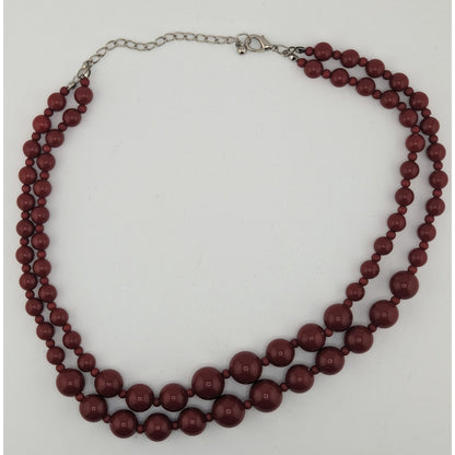 Vintage-Style Double-Strand Terra Cotta Tone Beaded Necklace