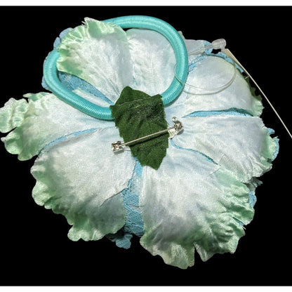 H&M Blue And White Silk Floral Brooch/Hair Tie