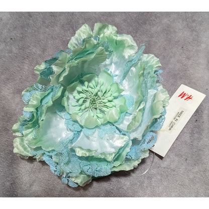 H&M Blue And White Silk Floral Brooch/Hair Tie