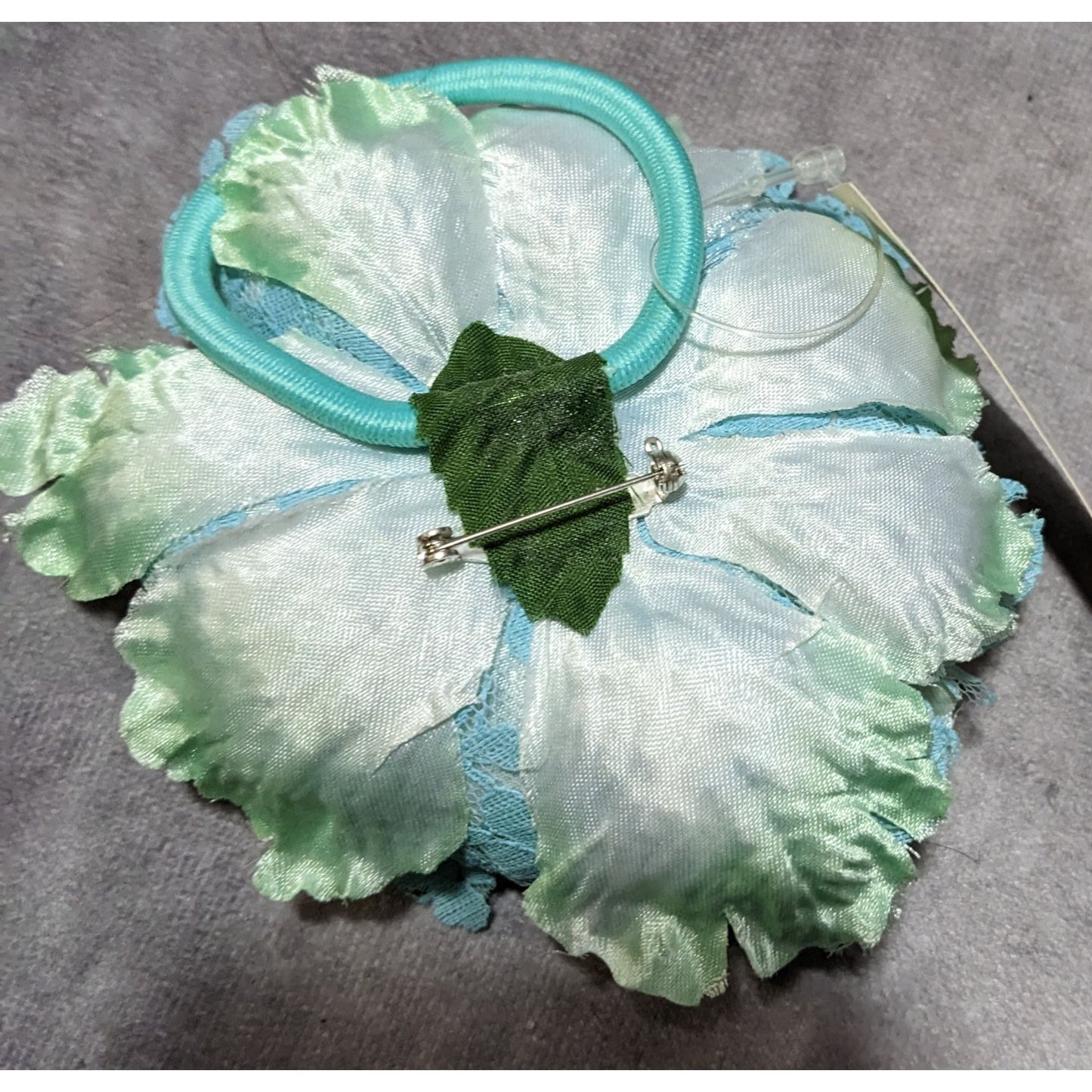 H&M Blue And White Silk Floral Brooch/Hair Tie