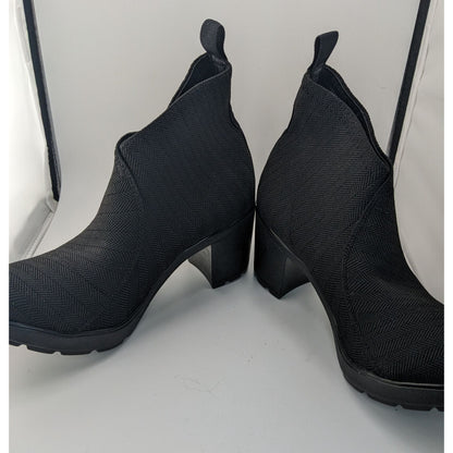 Charleston Shoe Cypress Boot Black Size 8 Textured Heeled Ankle Boots Made In Mexico