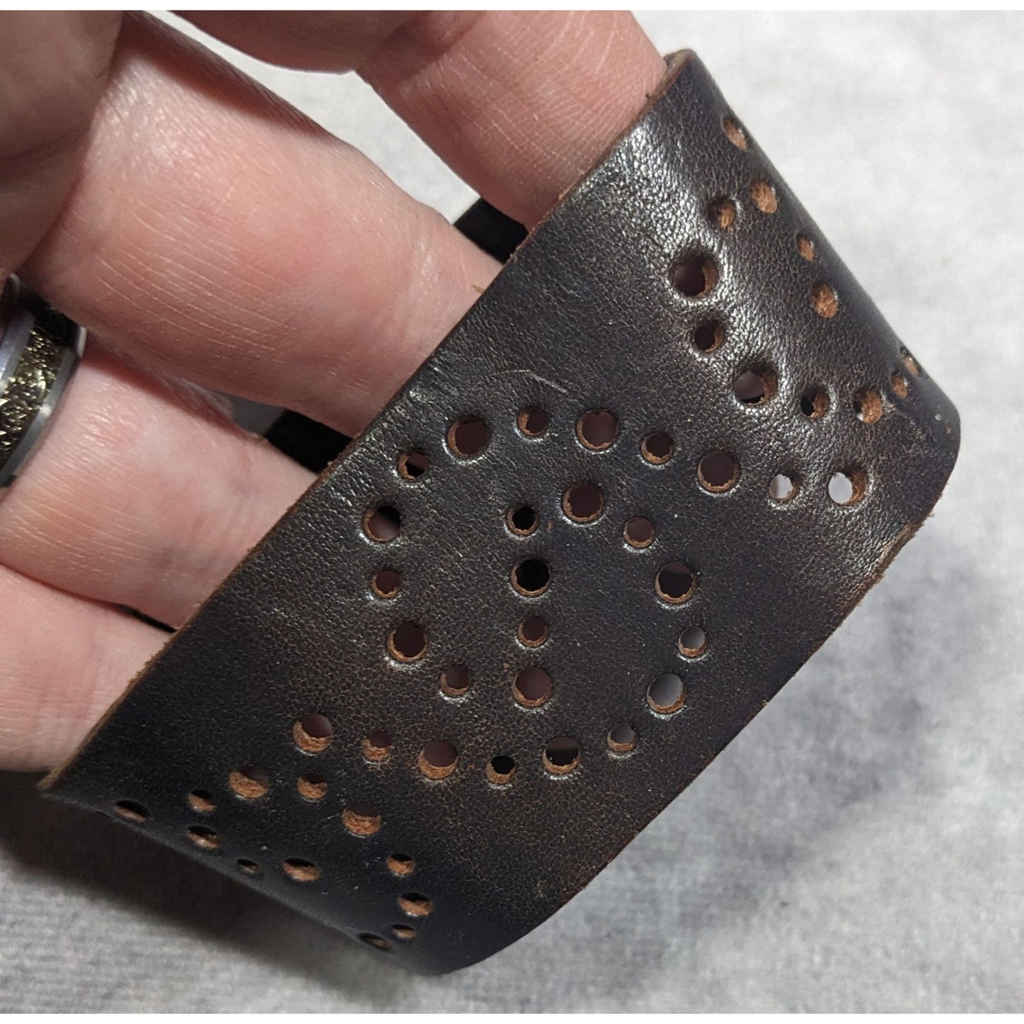 Handmade Cowhide Leather Hand Punched Bracelet