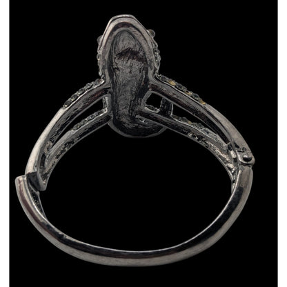 Goth Rhinestone Lizard Hinged Bracelet Silver Tone Crystal Gecko Statement Cuff