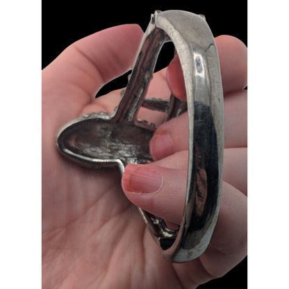 Goth Rhinestone Lizard Hinged Bracelet Silver Tone Crystal Gecko Statement Cuff