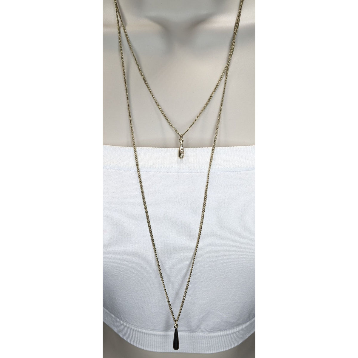 Minimalist Y2K Layered Gold Tone Teardrop Pendant Necklace
