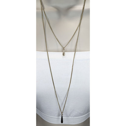 Minimalist Y2K Layered Gold Tone Teardrop Pendant Necklace