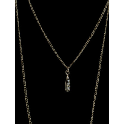 Minimalist Y2K Layered Gold Tone Teardrop Pendant Necklace