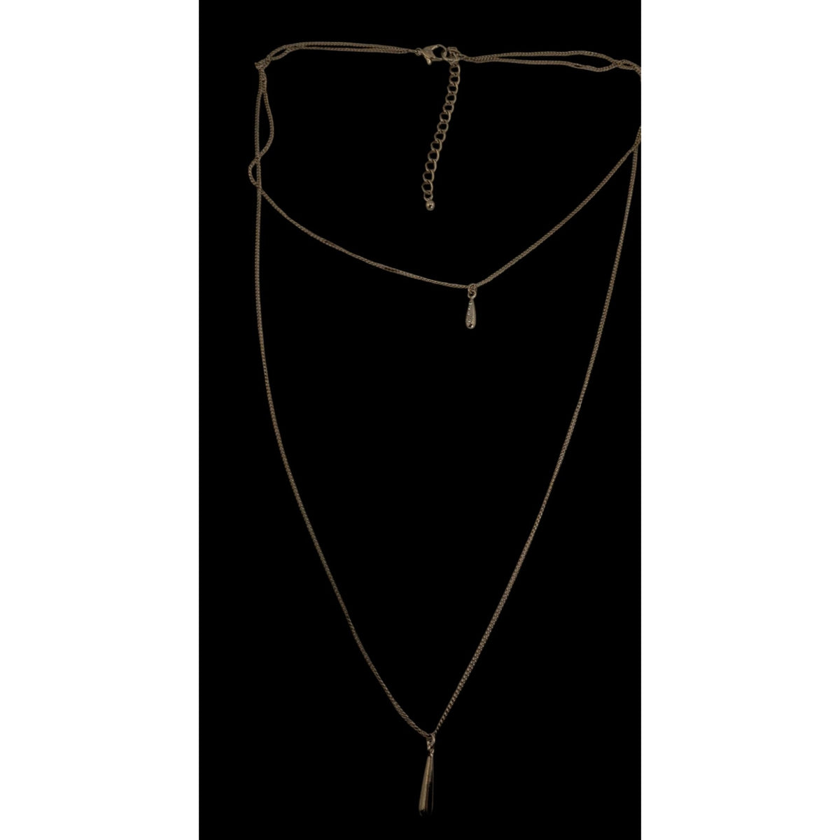 Minimalist Y2K Layered Gold Tone Teardrop Pendant Necklace