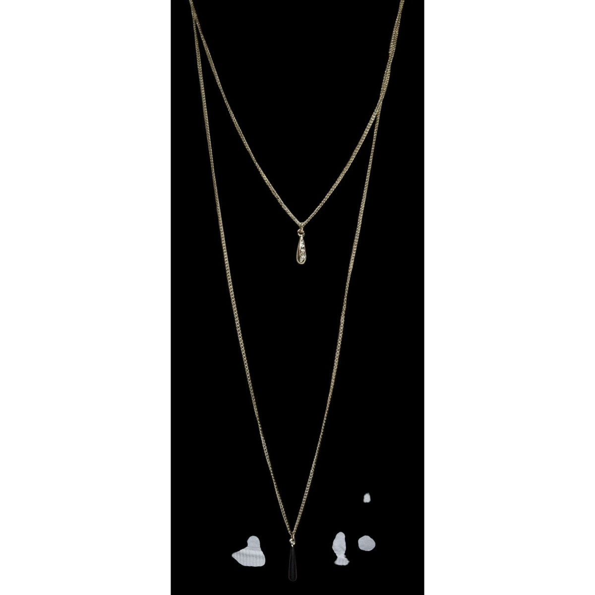 Minimalist Y2K Layered Gold Tone Teardrop Pendant Necklace