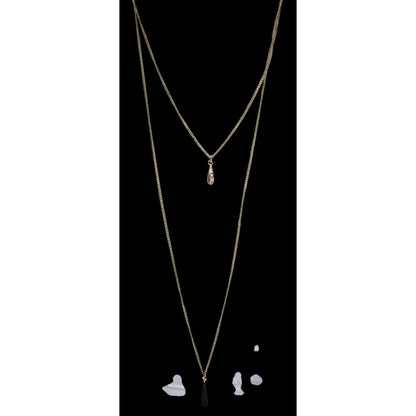 Minimalist Y2K Layered Gold Tone Teardrop Pendant Necklace