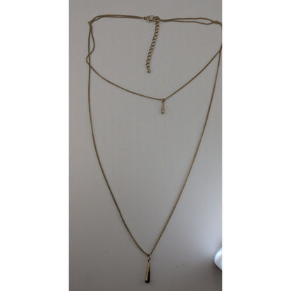 Minimalist Y2K Layered Gold Tone Teardrop Pendant Necklace