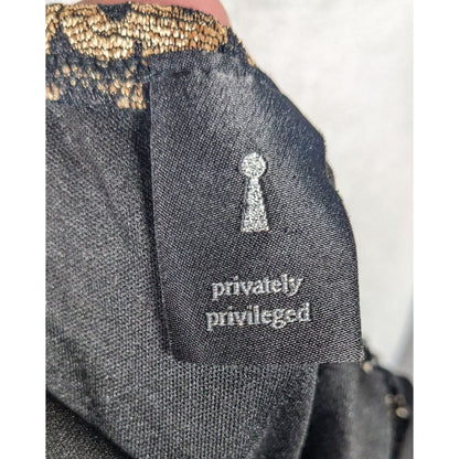 Privy Privately Privileged Black And Gold Floral Open Back Bodycon Dress