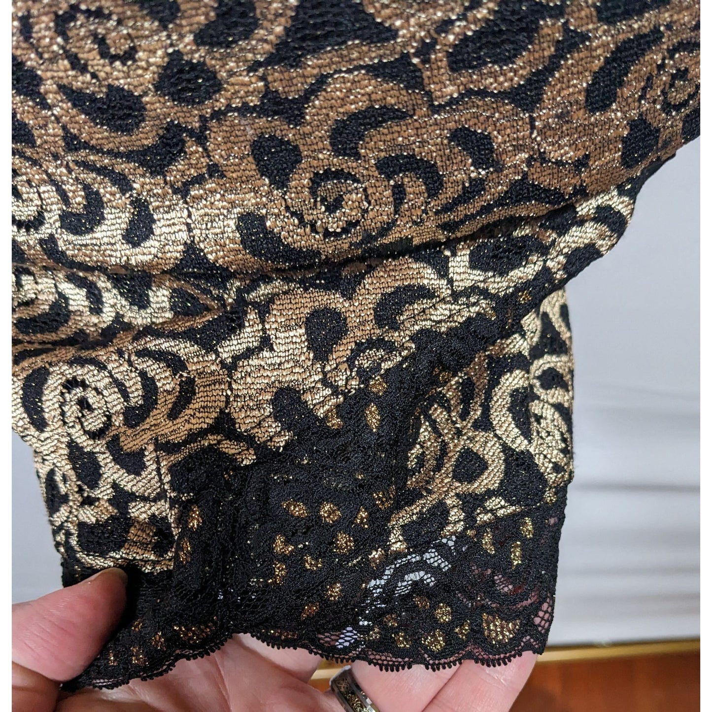 Privy Privately Privileged Black And Gold Floral Open Back Bodycon Dress