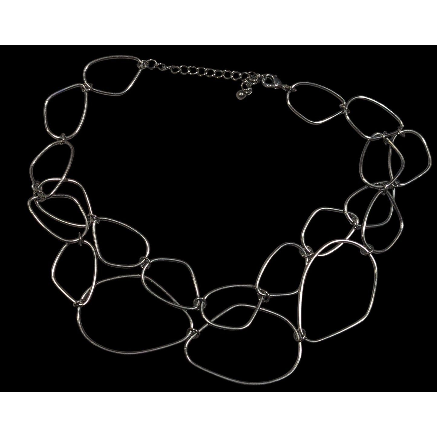 Abstract Open Link Gunmetal Tone Necklace