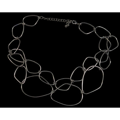 Abstract Open Link Gunmetal Tone Necklace
