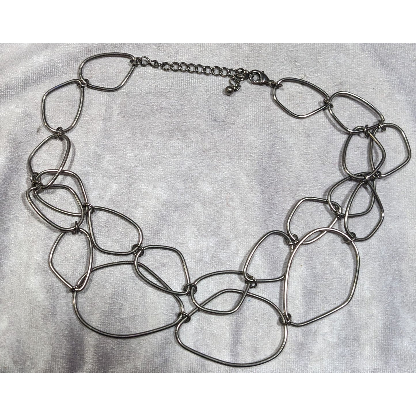 Abstract Open Link Gunmetal Tone Necklace