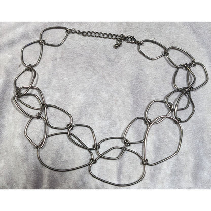 Abstract Open Link Gunmetal Tone Necklace