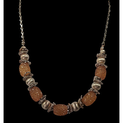 Retro Glam Metallic Honey Jelly Beaded Necklace