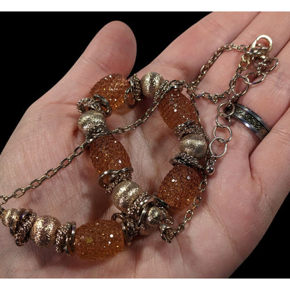 Retro Glam Metallic Honey Jelly Beaded Necklace