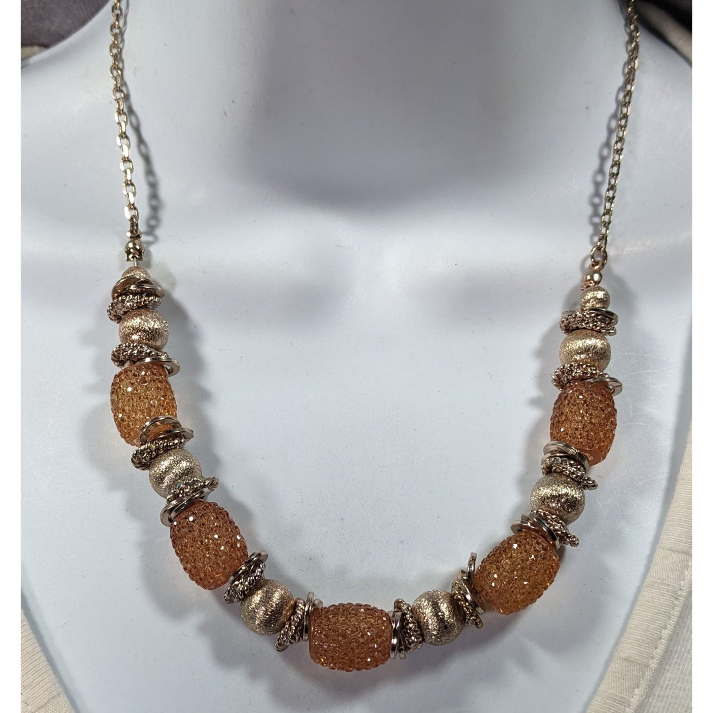 Retro Glam Metallic Honey Jelly Beaded Necklace
