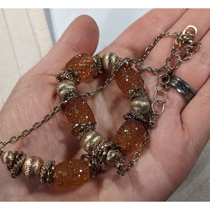 Retro Glam Metallic Honey Jelly Beaded Necklace