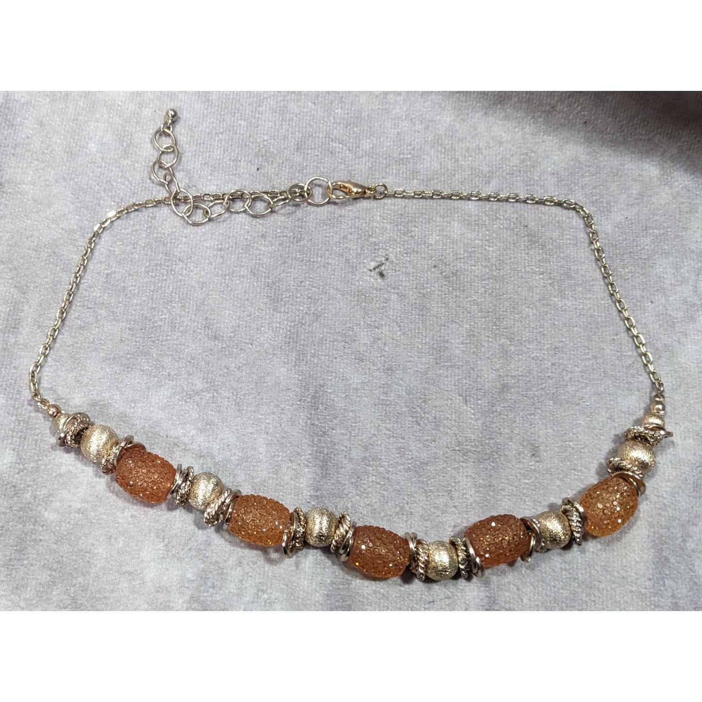 Retro Glam Metallic Honey Jelly Beaded Necklace