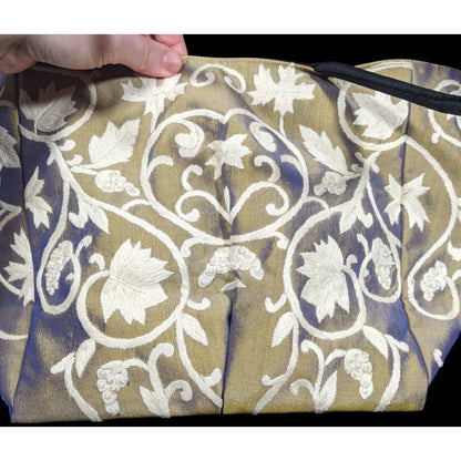 Claire V Floral Embroidered Blue And Gold Color Shift Bag