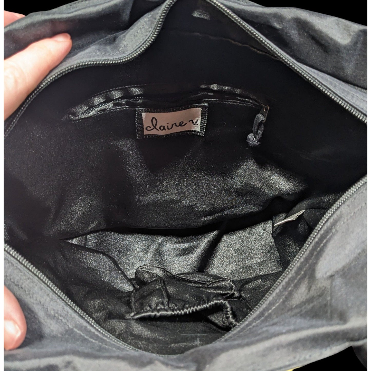 Claire V Floral Embroidered Blue And Gold Color Shift Bag