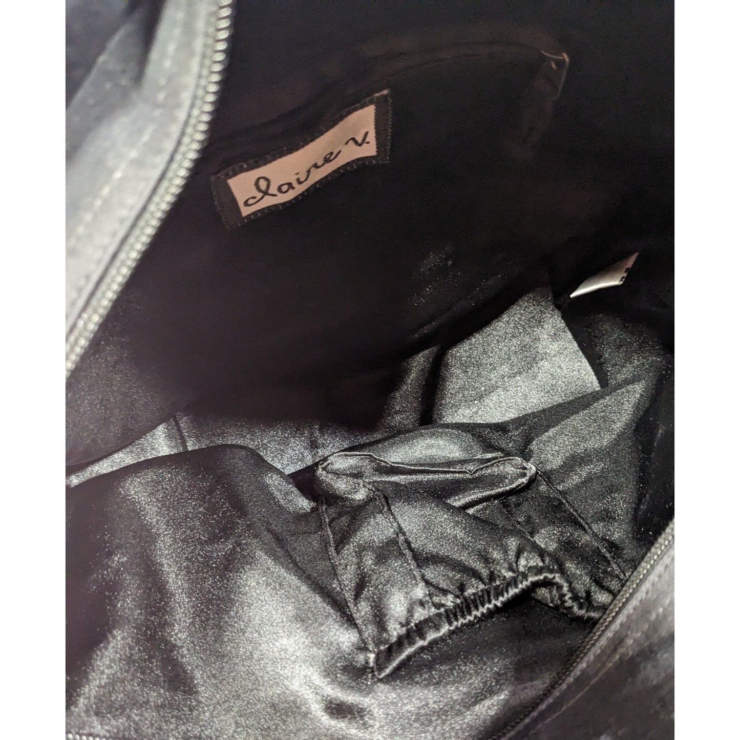 Claire V Floral Embroidered Blue And Gold Color Shift Bag