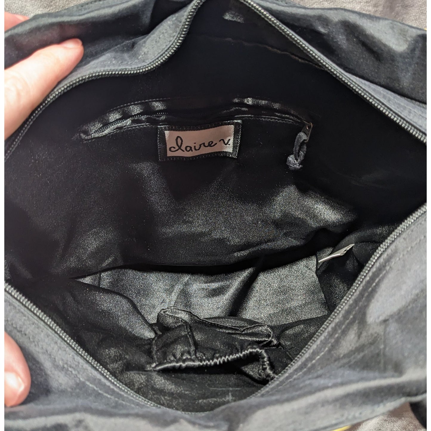 Claire V Floral Embroidered Blue And Gold Color Shift Bag