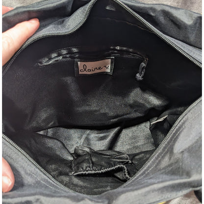 Claire V Floral Embroidered Blue And Gold Color Shift Bag