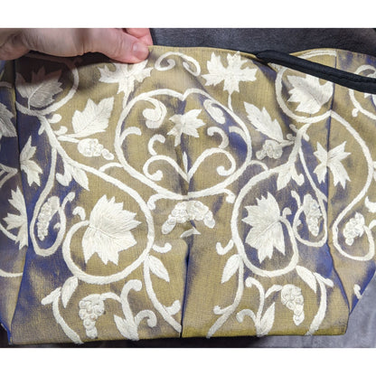 Claire V Floral Embroidered Blue And Gold Color Shift Bag