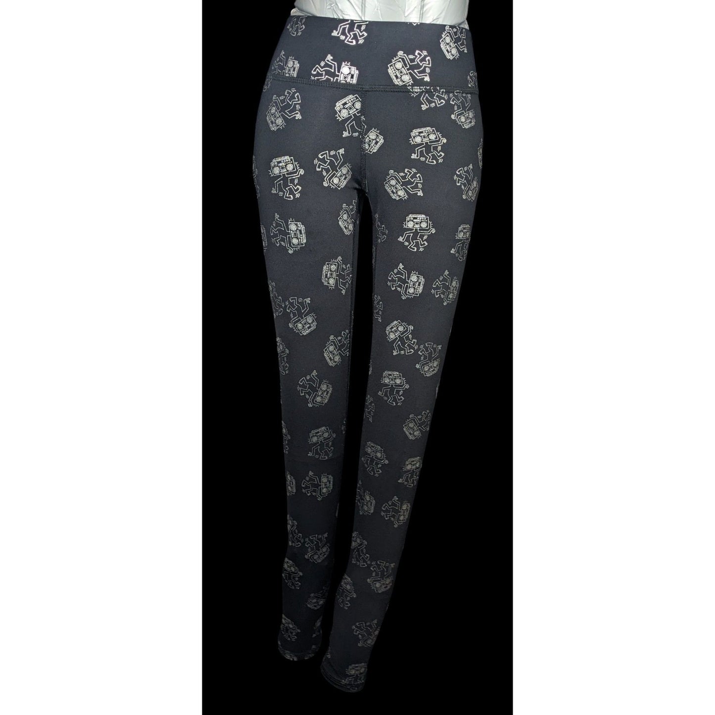 Terez x Keith Haring Black And Silver Robot Leggings Size XS