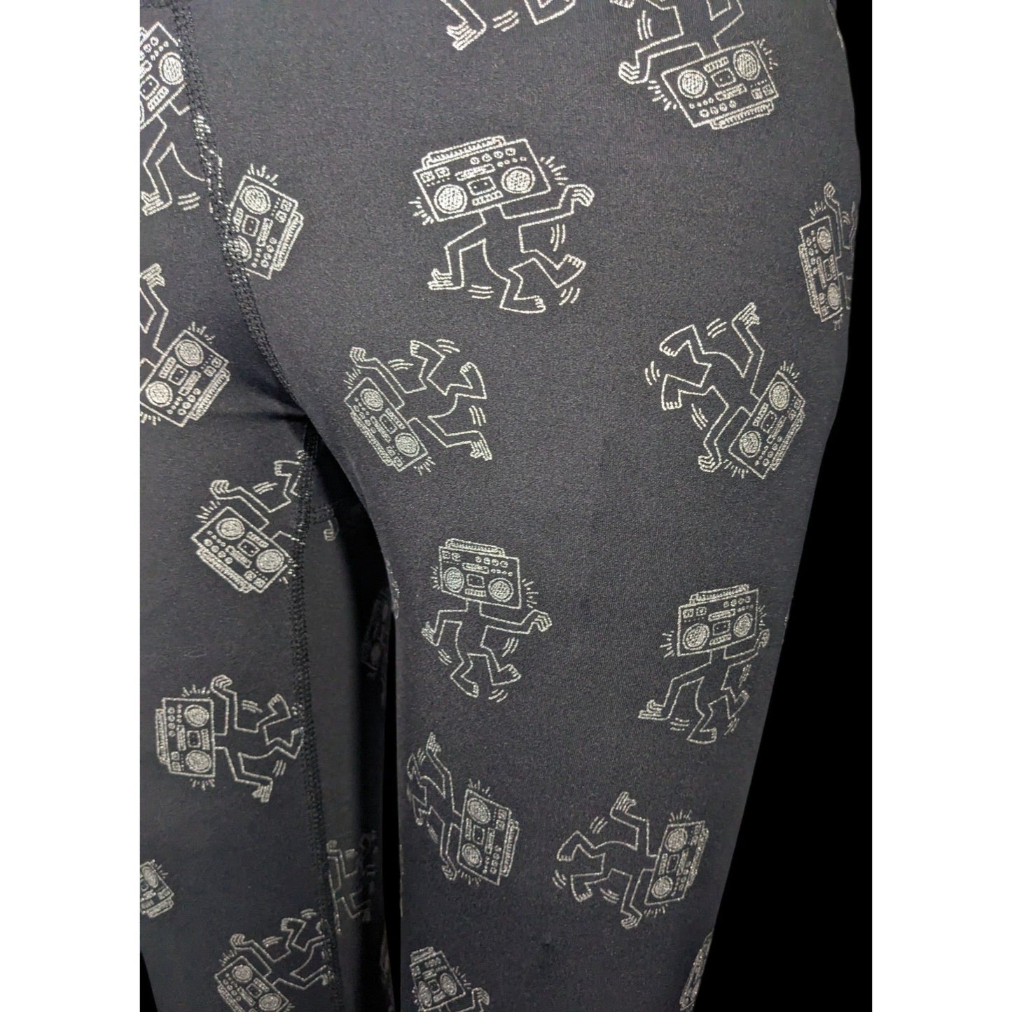 Terez x Keith Haring Black And Silver Robot Leggings Size XS